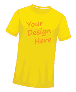 yellow t-shirt with "Your Design Here"
